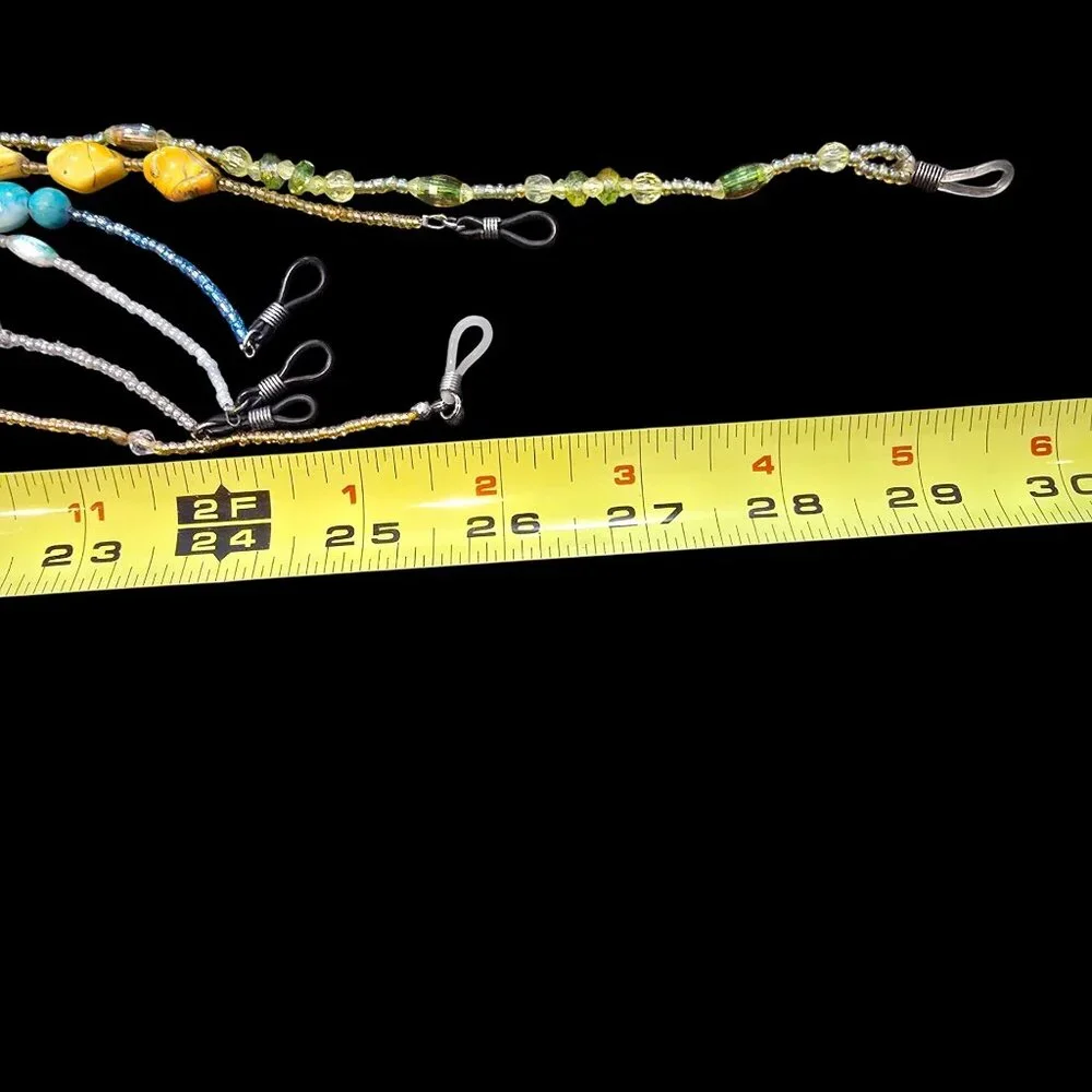 Set of 6 Beaded Eyeglass Chains Assorted Colors and Lengths Spring Fall Boho - Picture 8 of 8